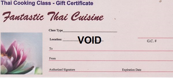 Thai class gift certificate